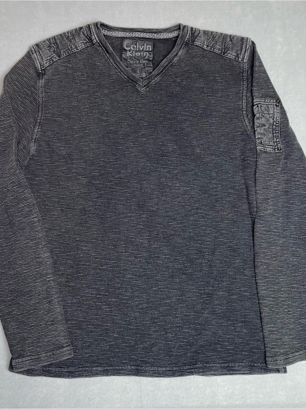 Calvin Klein Men's Dark Charcoal V‑Neck Sweater